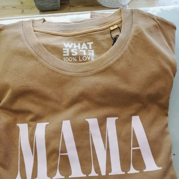T-Shirt MAMA, Vintage braun mit rose Schrift